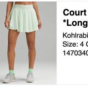 Lululemon Court Rival Skirt/Skort Size 4 Green